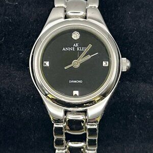 ANNE KLEIN Diamond  Round Black and Silver Ladies  Watch Working